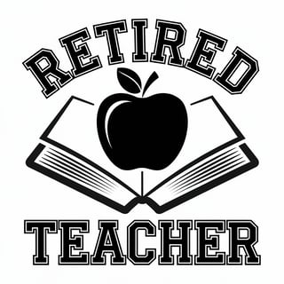 Retired Teacher Apple and Book Design