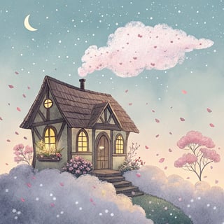 Dreamlike Cottage on a Cloud