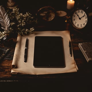 Vintage Writing Desk with Modern Device