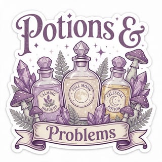 Potions & Problems Vintage Sticker
