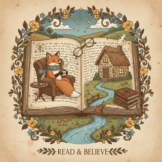 Whimsical Book Illustration with Fox