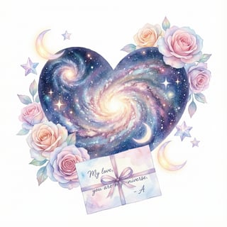 Celestial Heart with Pastel Roses