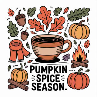 Fall Doodle Illustration with Coffee