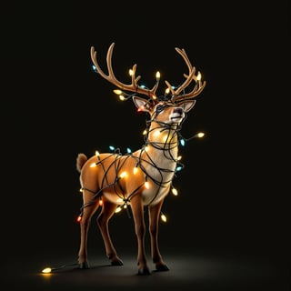 Reindeer Tangled in Christmas Lights