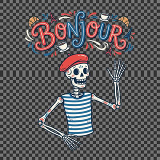 Bonjour Skeleton in Red Beret