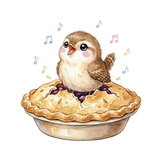 Cute Baby Wren on Golden Pie