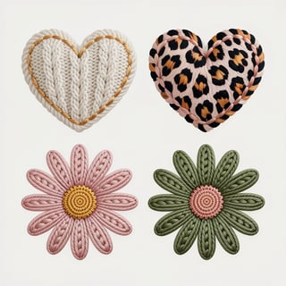 Knitted Hearts and Daisies Textures