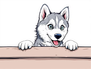 Excited Husky Dog Illustration