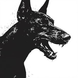 Aggressive Doberman Digital Illustration