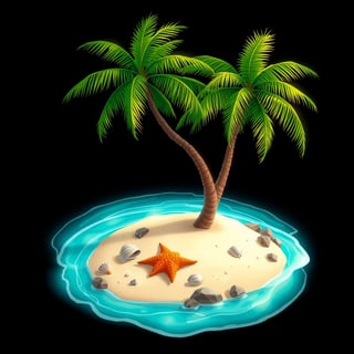 Tropical Island Digital Art Illustration