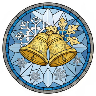 Winter Stained Glass Golden Bells