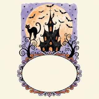 Hand-Drawn Halloween Moon Scene