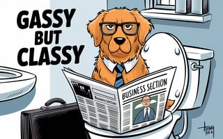 Cartoon Golden Retriever Dad Humor