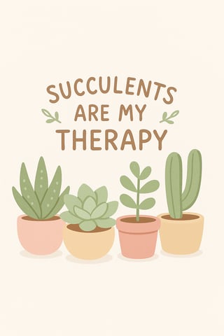 Minimal Succulent Illustration with Typography