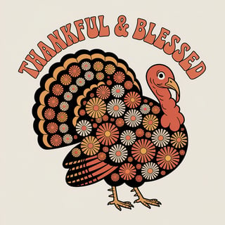 Retro 70s Floral Turkey Silhouette