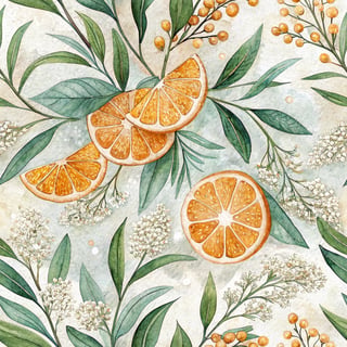 Watercolor Orange Slice Pattern