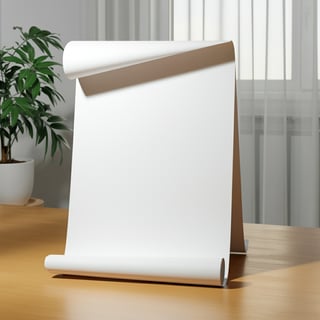 Blank White Matte Poster on Wooden Table