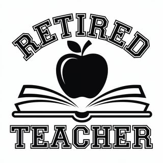 Retired Teacher Apple and Book Design