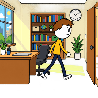 Flat 2D Cartoon Office Scene