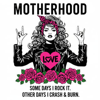 Rebellious Mother Rock-and-Roll Illustration