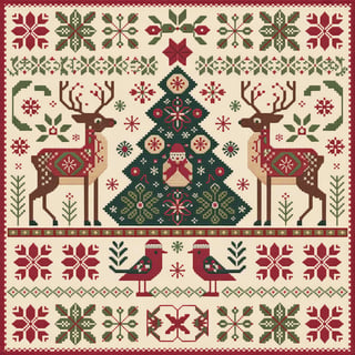 Folk-Art Christmas Cross-Stitch Design
