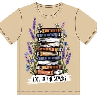 Hand-Drawn Vintage Books T-Shirt Art