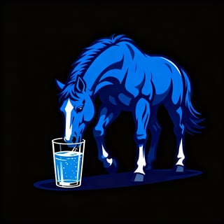 Blue Horse Drinking Water Mascot