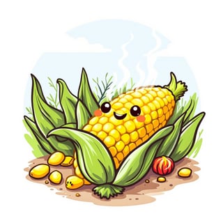 Kawaii Corn on the Cob T-Shirt Design
