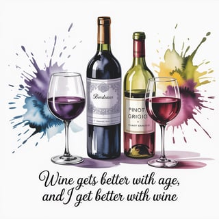 Watercolor Illustration of Wine Bottles