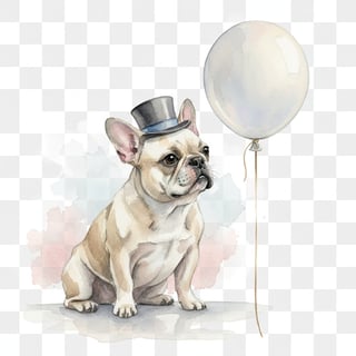 Watercolor French Bulldog with Top Hat