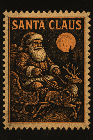 Vintage Santa Claus Postage Stamp