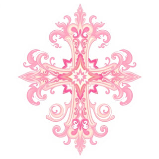 Symmetrical Pink Fantasy Cross Design