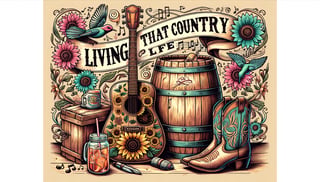 Rustic Country Music Illustration