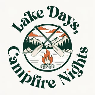 Rustic Lake Days Campfire T-Shirt Design