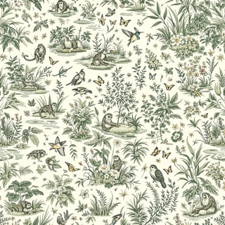Seamless Tropical Toile de Jouy Pattern