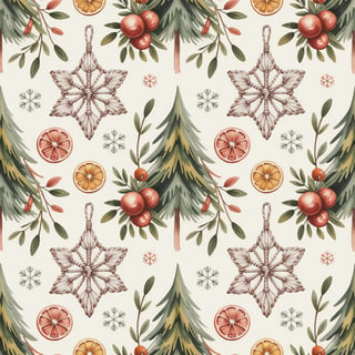 Boho Christmas Seamless Pattern