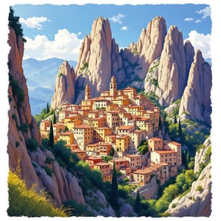Ink and Watercolor Castelmezzano Poster