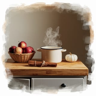 Autumn Kitchen Scene with Spiced Cider