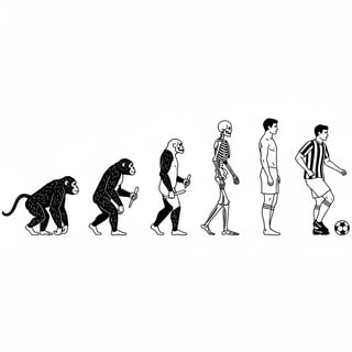 Evolution Chart from Apes to Soccer Player