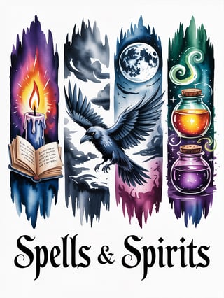 Watercolor Gothic Spell Collage