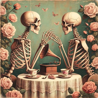Vintage Romance with Skeletons