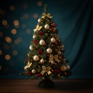 Green Christmas Tree with Red Berries