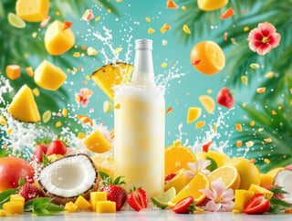Tropical Product Shot with White Bottles