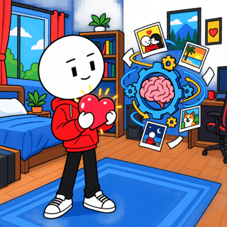 Flat 2D Cartoon Split: Love vs Memory