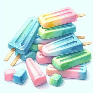 Watercolor Pastel Popsicles Clipart