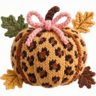 Leopard Print Pumpkin Yarn Art