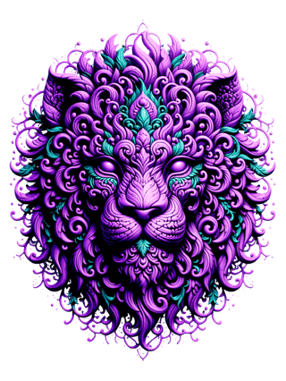 Ornate Purple Lion Digital Art