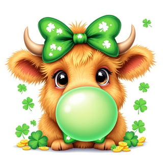 Playful St. Patrick's Day Highland Cow