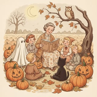 1940s Vintage Halloween Illustration