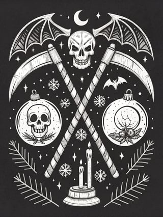 Halloween-Christmas White Line Art Design